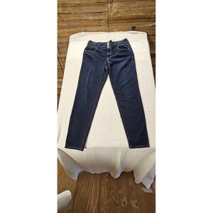 Silver Crush Dark‎ Wash High Rise Multi Button Skinny Jeans Womens Size 15